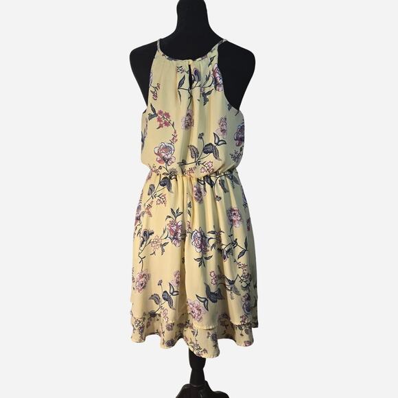 Blue Rain yellow floral print dress size medium - Picture 2 of 7